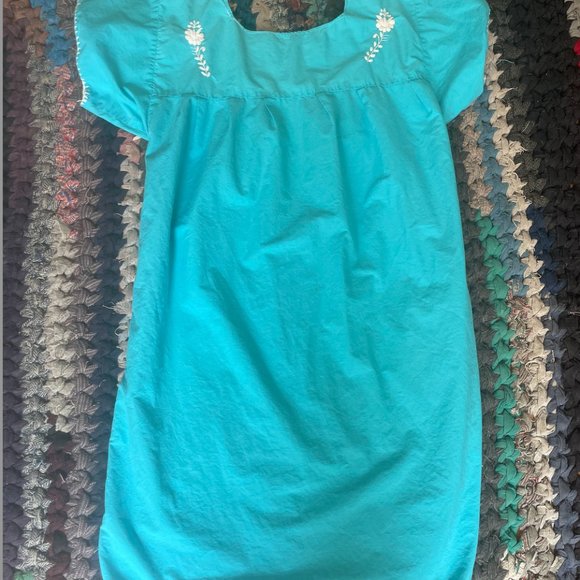 Oaxacan Teal Summer Dress Large - Picture 2 of 4